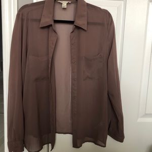 Forever 21 Taupe Sheer Blouse